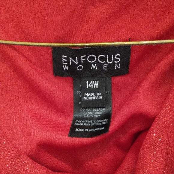 Dress Enfocus Studio Dress Red Glitter Top Gray Bottom WOMEN'S Size 14W - Picture 4 of 7